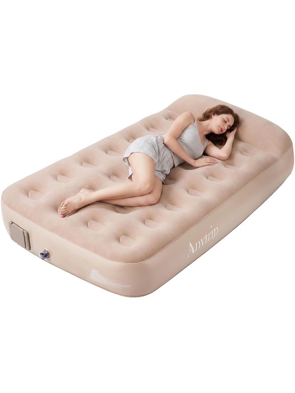 10’’ Twin Camping Air Mattress with Built-In Pump, 2” Raised Pillow:  New in Box